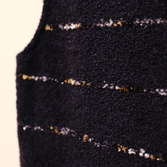 Vintage Amina Rubinacci navy blue Turtleneck Sleeveless Knit Top Sweater Vest - Picture 3 of 5